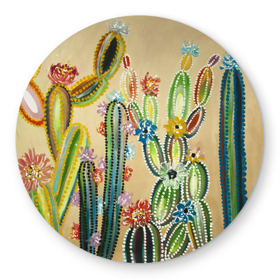 Desert gems - Floral Botanical Round Outdoor Area Rug | Home Decor
