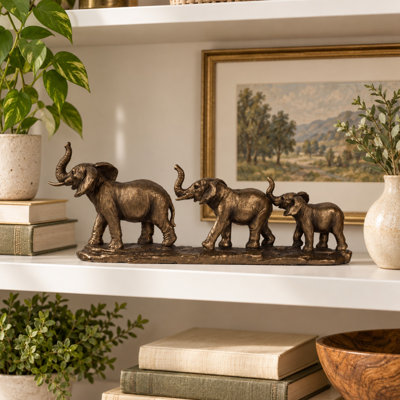 Statue décorative d'une famille d'éléphants pour table d'intérieur