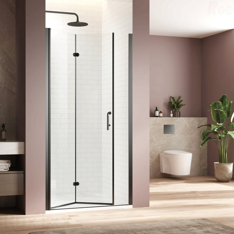 34 "W X 72 "H Swing Double Glass Panel Shower Door Adjustable Frameless Design Shower Door With 1/4 " Clear Tempered Glass
