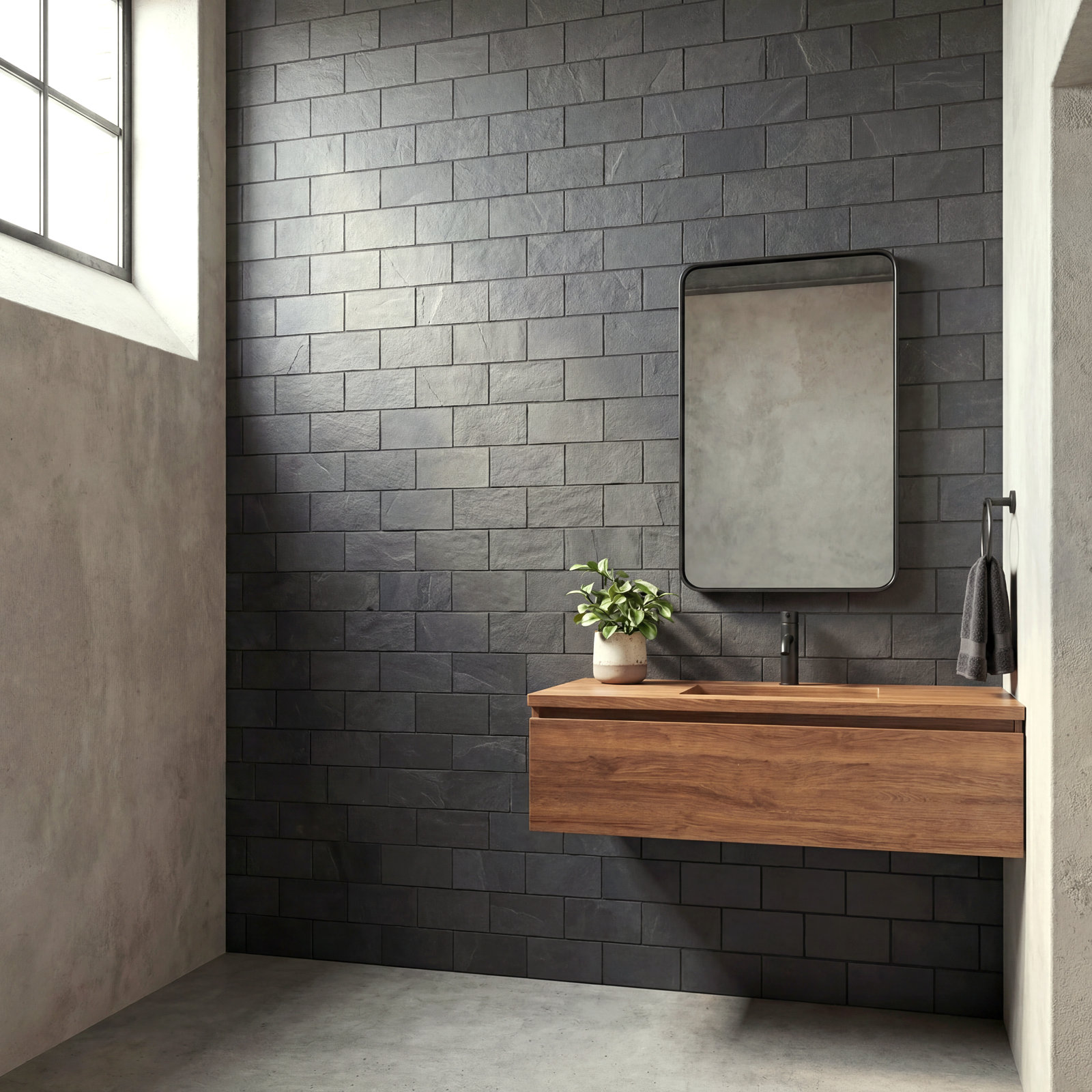 Camden Charcoal 3 in. x 6 in. Gauged Slate Subway Floor and Wall Tile