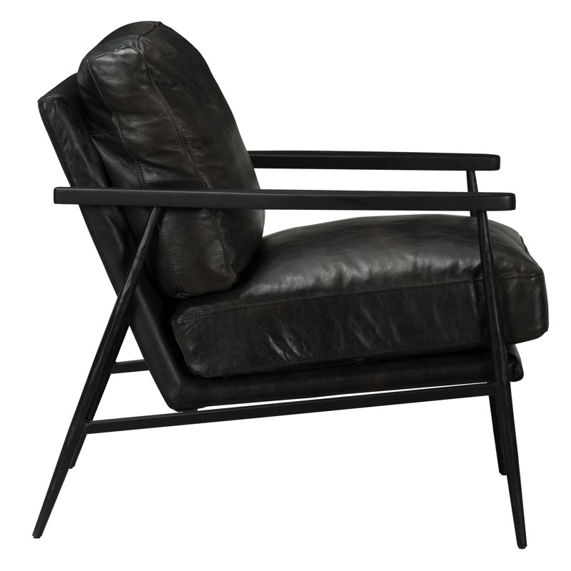 Arnold Leather Club Chair, Black/Black