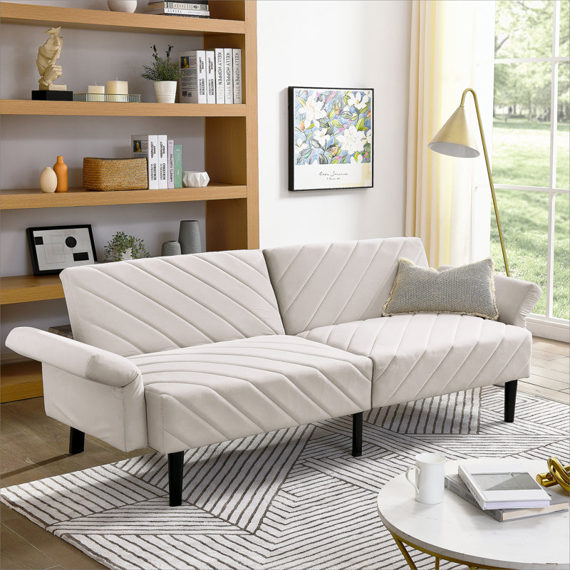 Gania Upholstered Sofa, Beige Velvet
