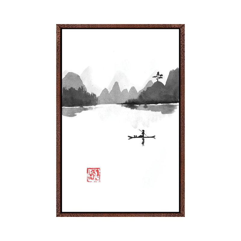 Island by Péchane - Painting on Canvas, 101.6 cm H x 66.04 cm W, Classic Brown Wood Framed