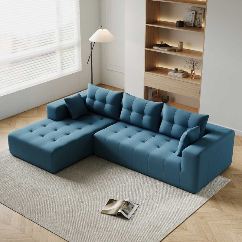 Canapé modulaire 2 pièces Kinkaid, Lin bleu