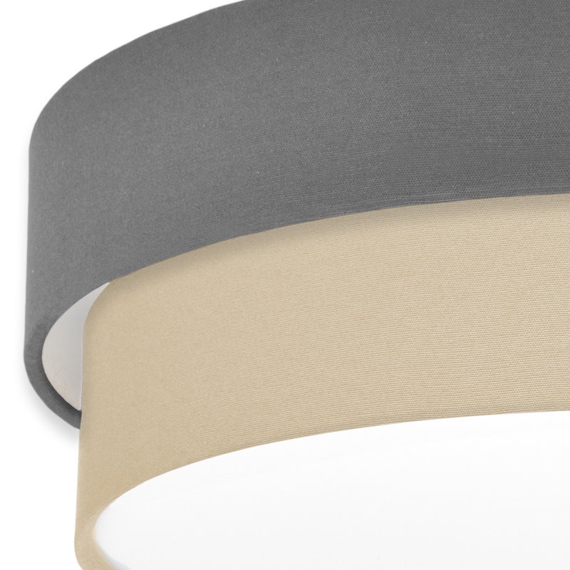 Elanaz Fabric Flush Mount, Grey, Latte Brown