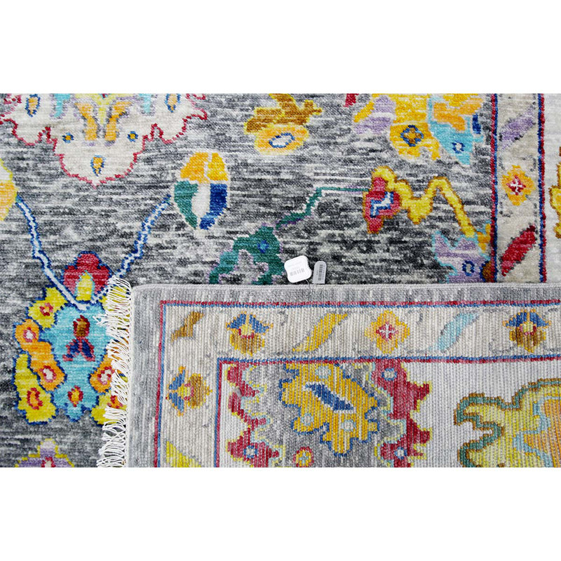 Handmade Cotton and Wool Abstract Area Rug, Rectangle 9' x 12'