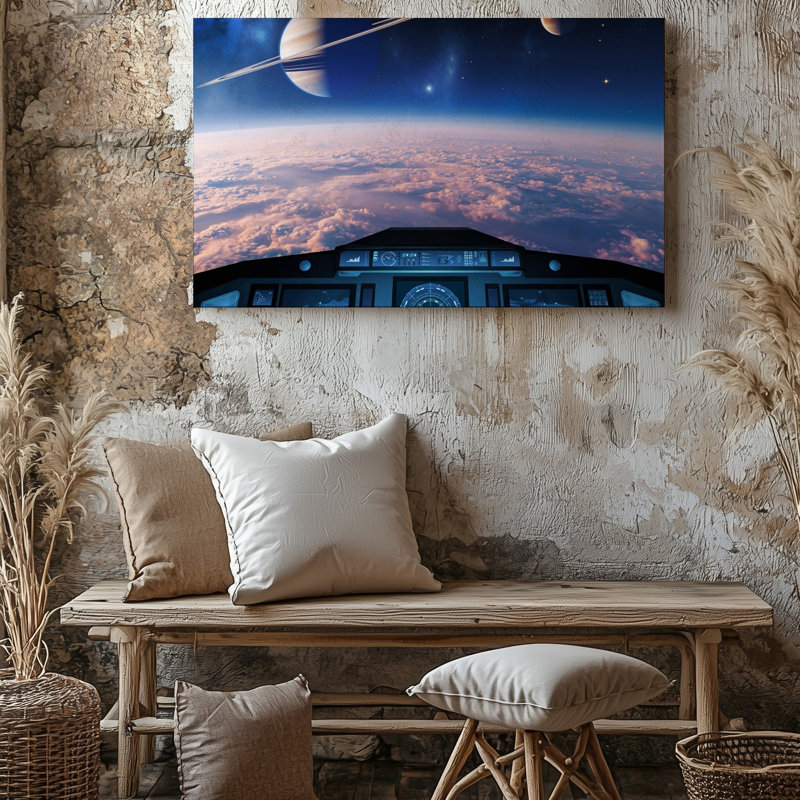 Toile à l'intérieur d'un cockpit de vaisseau spatial futuriste, H 11 po x l 14 po