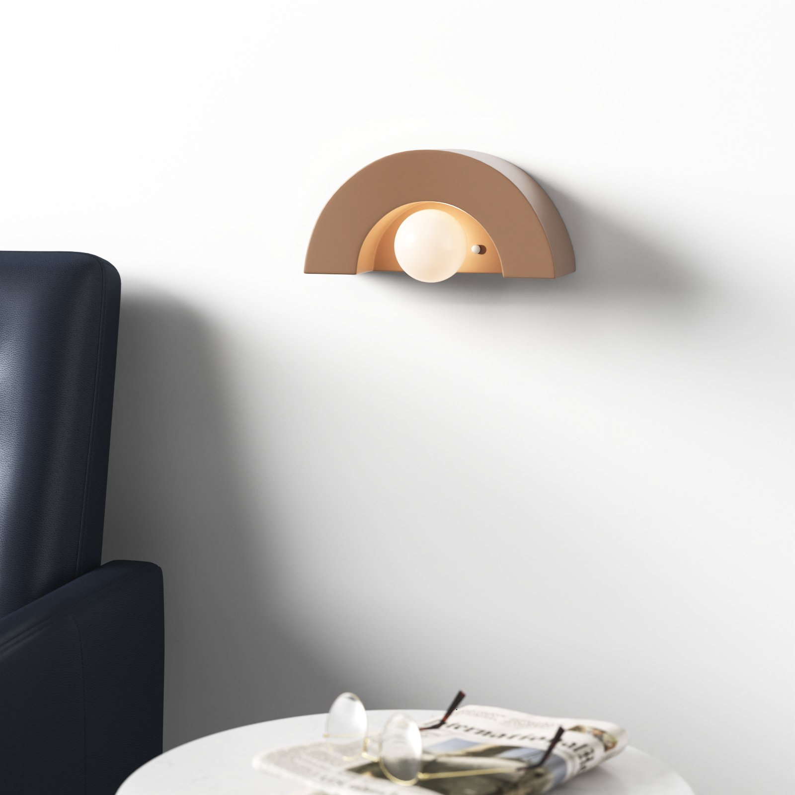 Payam Single Light Ceramic Dimmable Half Moon, Adobe