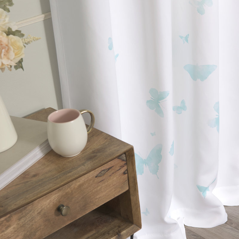 Paire de rideaux semi-transparents avec œillets Ladner, Menthe