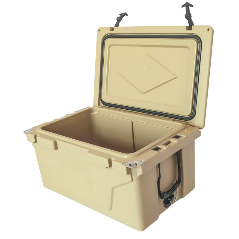 Glacière 65QT Rotomolded Glacière kaki, glacière de rétention de glace de 5 jours avec roues et bouchon de vidange pour le camping, la pêche, la plage, la queue