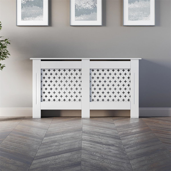Wayfair Over Radiator Table ELEP Radiator Cover White Painted Traditional Cross Slat Shelves MDF ...
