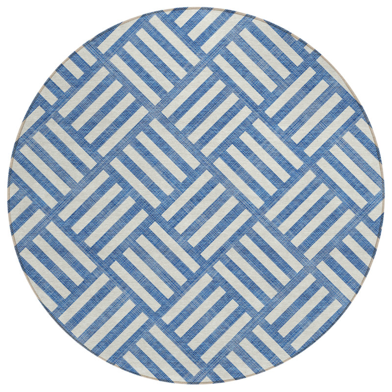 Kinslee Flatweave Geometric Rug, Round 8'