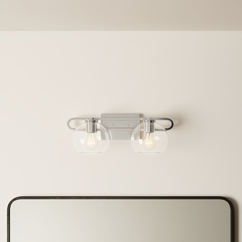 Eveline 2 Light Transparent Dimmable Vanity Light, Brushed Nickel