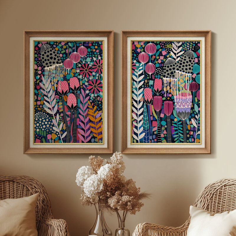 «Modern Modern Botanical», ensemble de 2 reproductions d'art encadrées sur papier 26 po x 36 po, H 36 po x l 26 po, Naturel
