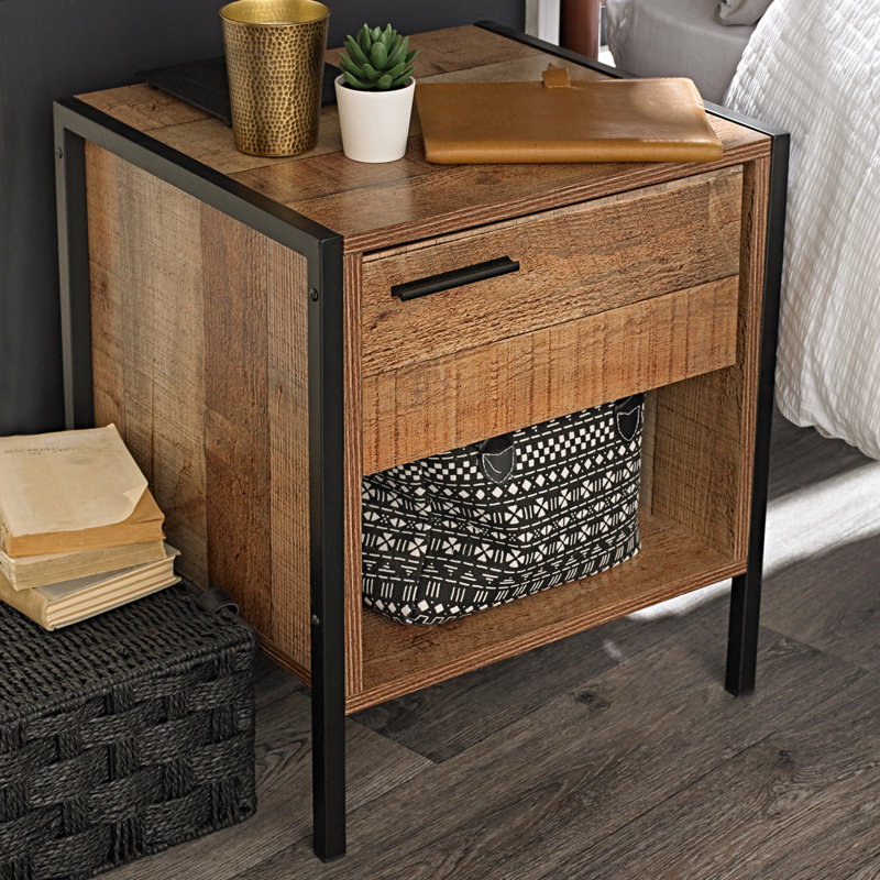 LPD Home 43.8cm W Particle Board / Chipboard Bedside Table, Brown