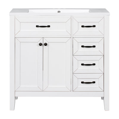 Meuble-lavabo simple 35,98 po avec plateau en céramique Hephzibah