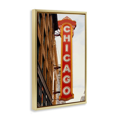 Toile flottante encadrée Chicago City Sign par Ashley Singleton