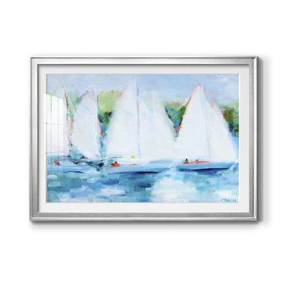 Régate de jeunes - Tableau encadré sous verre acrylique, grand format, idéal pour le salon