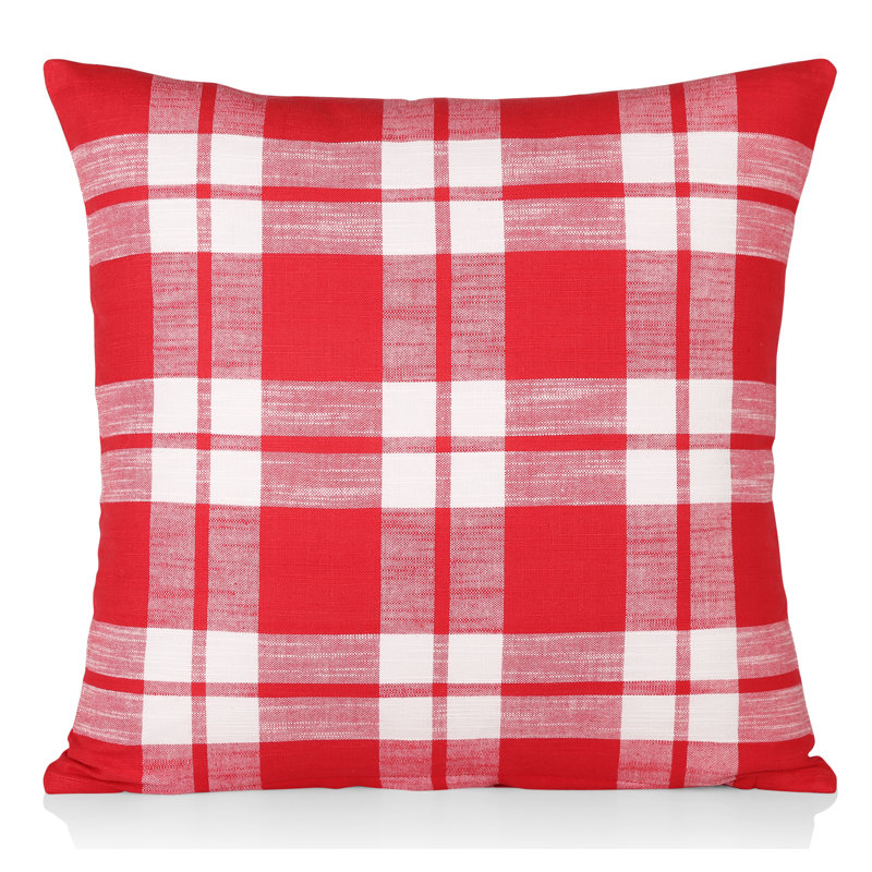 Lowry Plaid Square Cushion Cover, Red