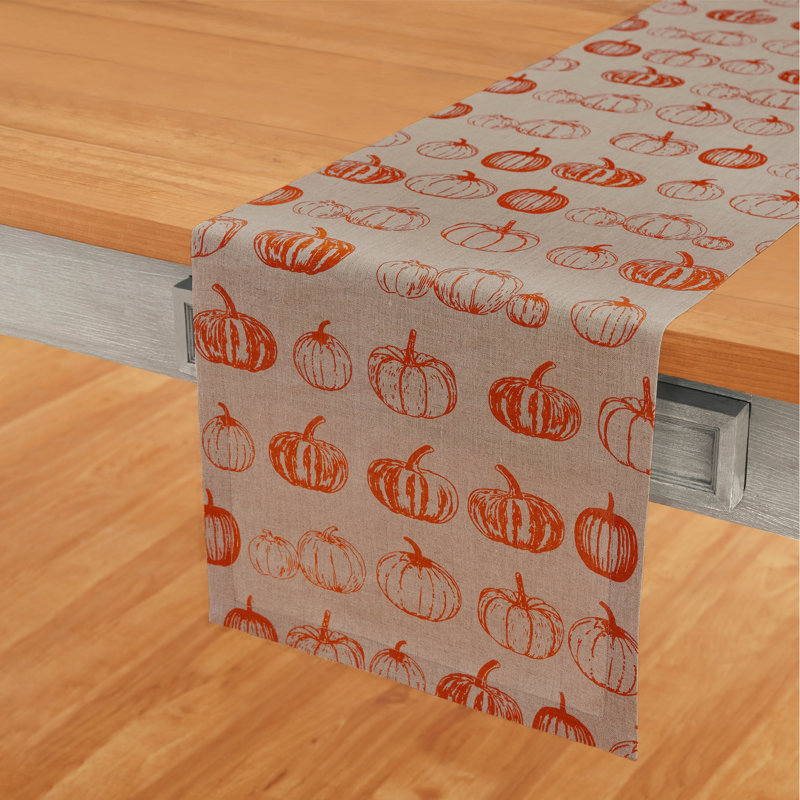 Patch - 100% Pure Linen Table Runner, Pumpkin, 60" x 14"