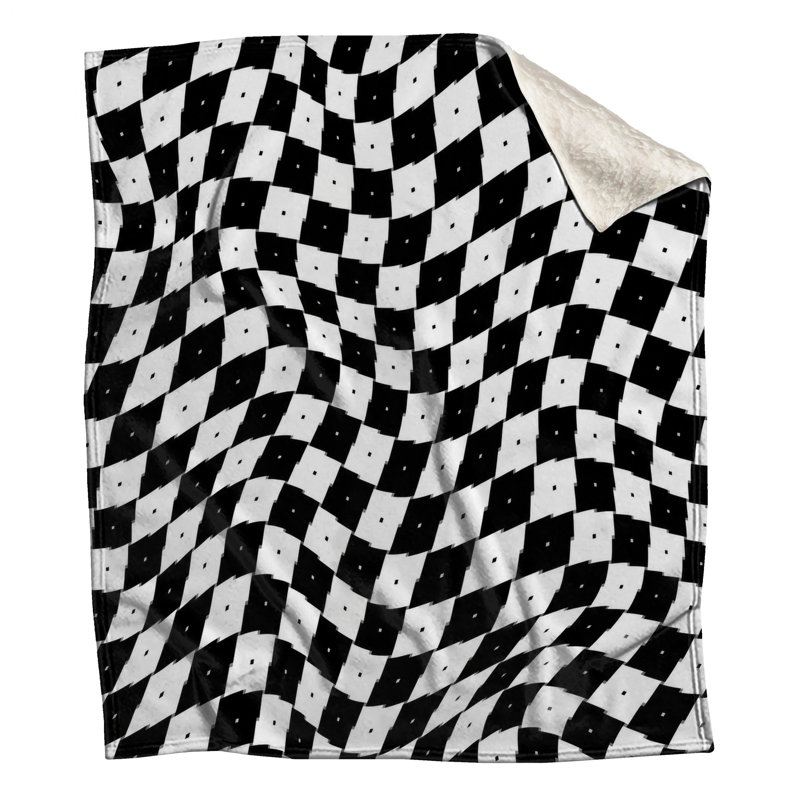 Wavy Checkered Pattern Blankets, 50in W x 60in H