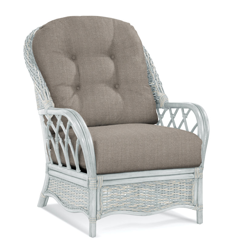 Chaise avec accoudoirs en rotin Everglade, Bisque, Performance de Crypton en pierre; 0884-83