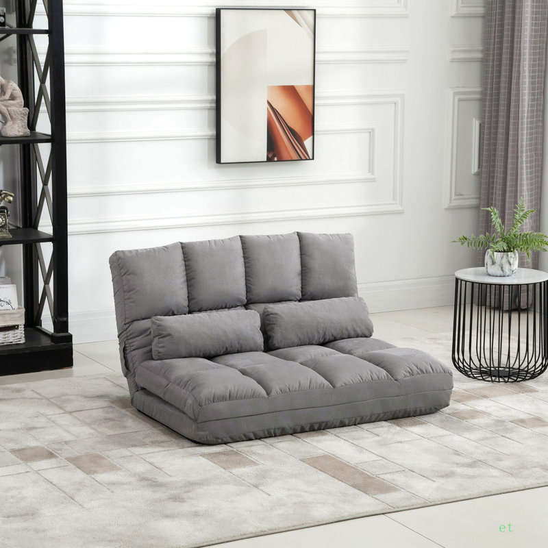 Canapé convertible, canapé-lit pliant, chaise longue d'invité avec 2 coussins, dossier et appui-tête réglables, L 40,25 po, bleu