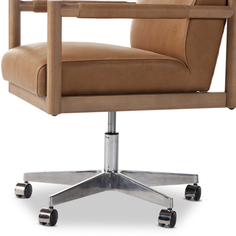 Kiano Leather Task Chair, Light Brown Genuine Leather