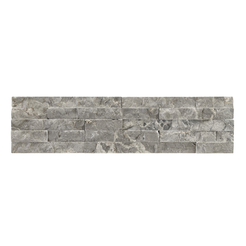 Slender Strip 3in.x12in. Split Face Marble Wall Tile, Ashen Gray