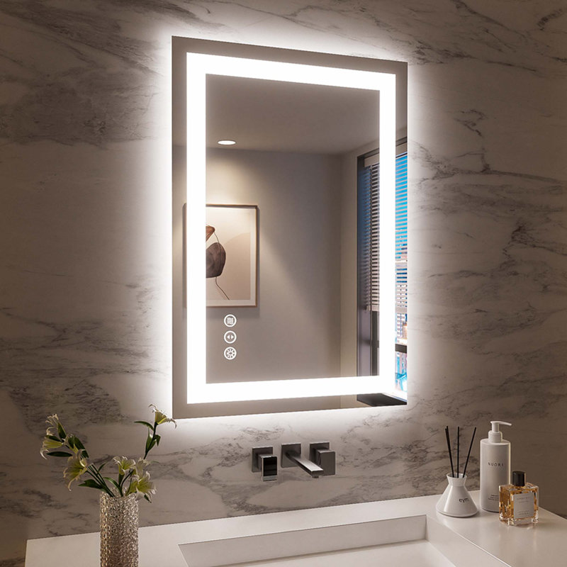 Frameless LED Bathroom Mirror,Smart Mirror, 24" x 36", Vertical