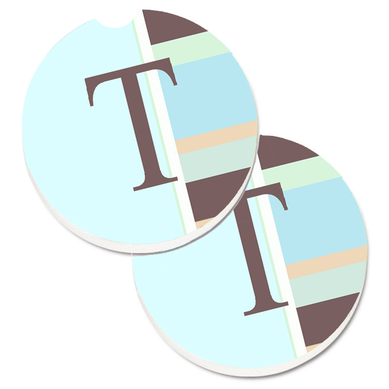 Sous-verre voiture monogramme initial, T, Mauve