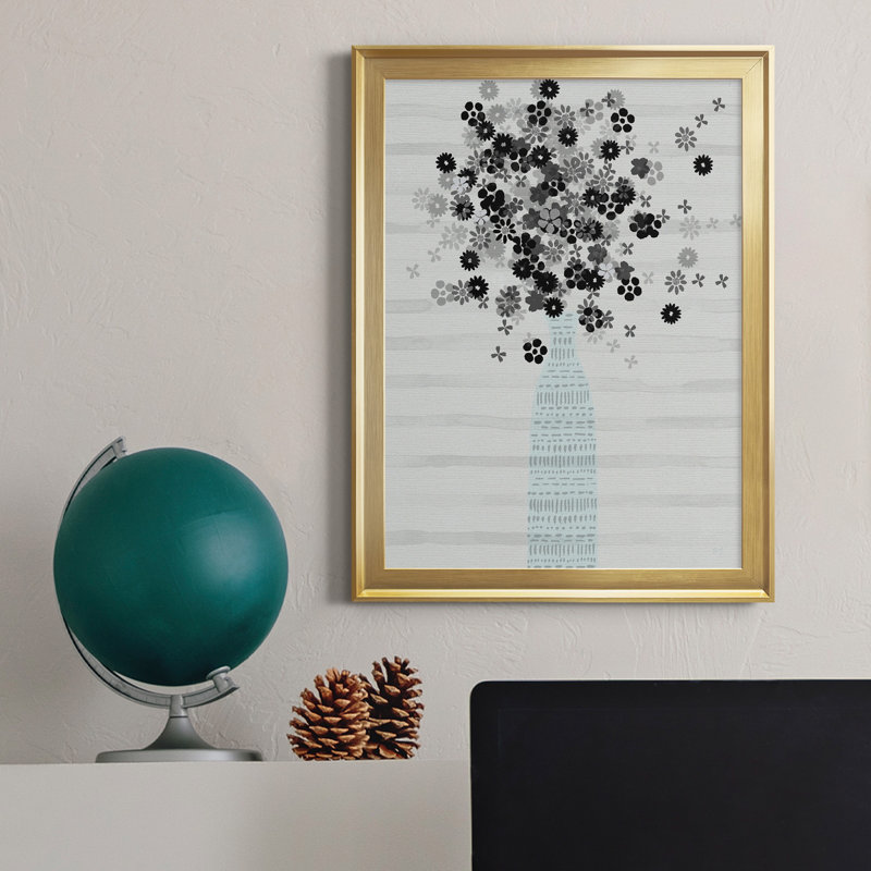 Bouquet de noir et blanc - cadre photo, impression sur toile, Or, H 22,5 po x l 30,5 po x P 1,5 po