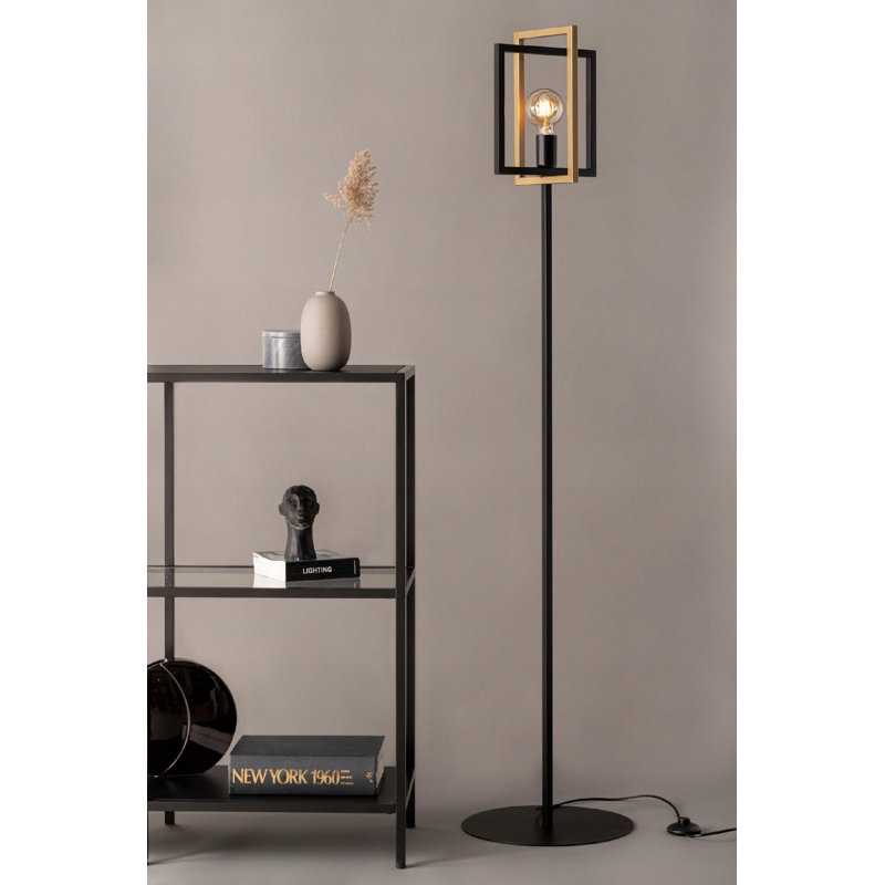 2 - Light Square/Rectangle Pendant, Black/Gold, 80 x 41 x 18cm