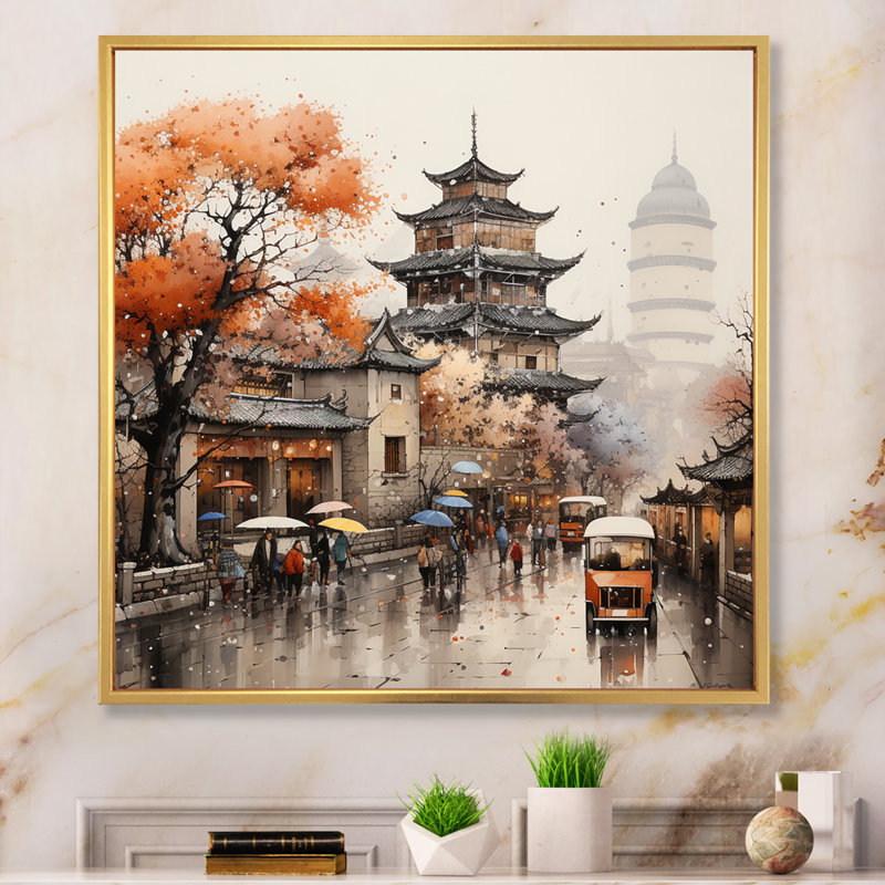 " China Silk Road III ", Gold Picture Framed, 36" H x 36" W x 1.5" D