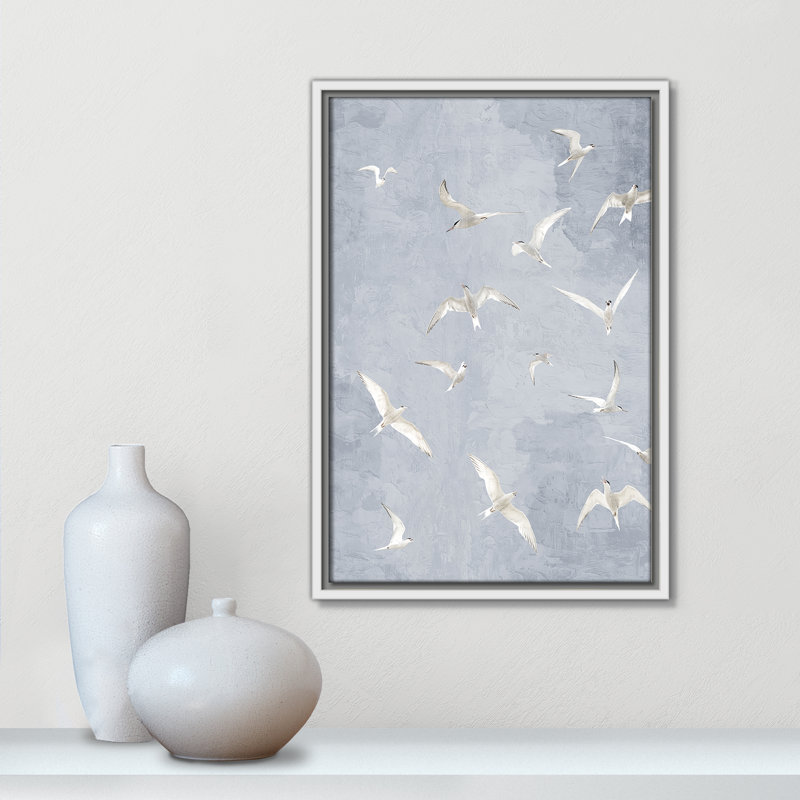 Flight Light Grey Print by Kimberly Allen, White Floater, 13.5'' W x 19.5'' H