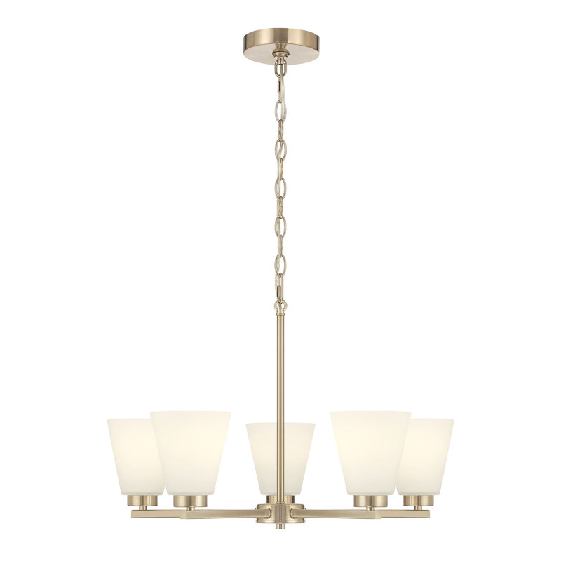 Lustre 5 lumières Strayhan, Or moderne