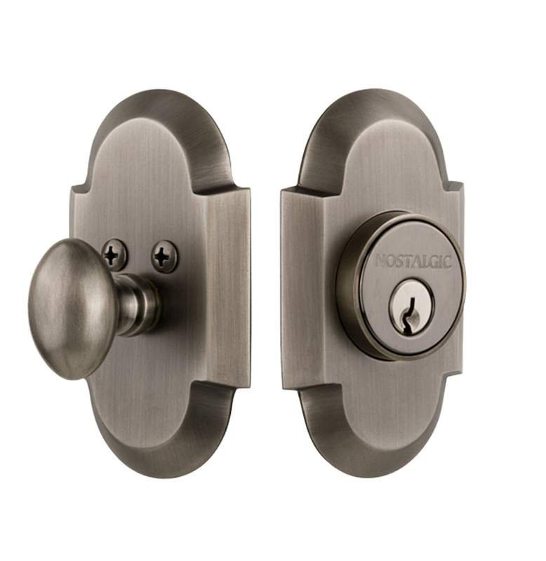 Nostalgic Warehouse Cottage Plate Single Cylinder Deadbolt, Antique Pewter