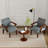 Set of 2 Fabric Upholstered Accent Armchairs with Round Wooden Dining Table-1502372859