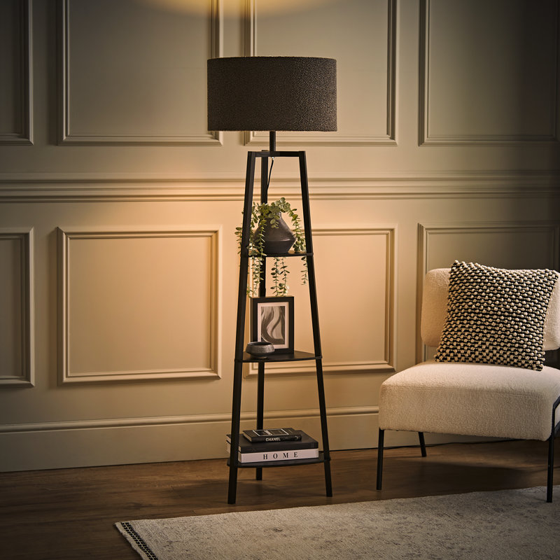 Amandip 137.5cm Tray Table Floor Lamp, Black, No, Charcoal