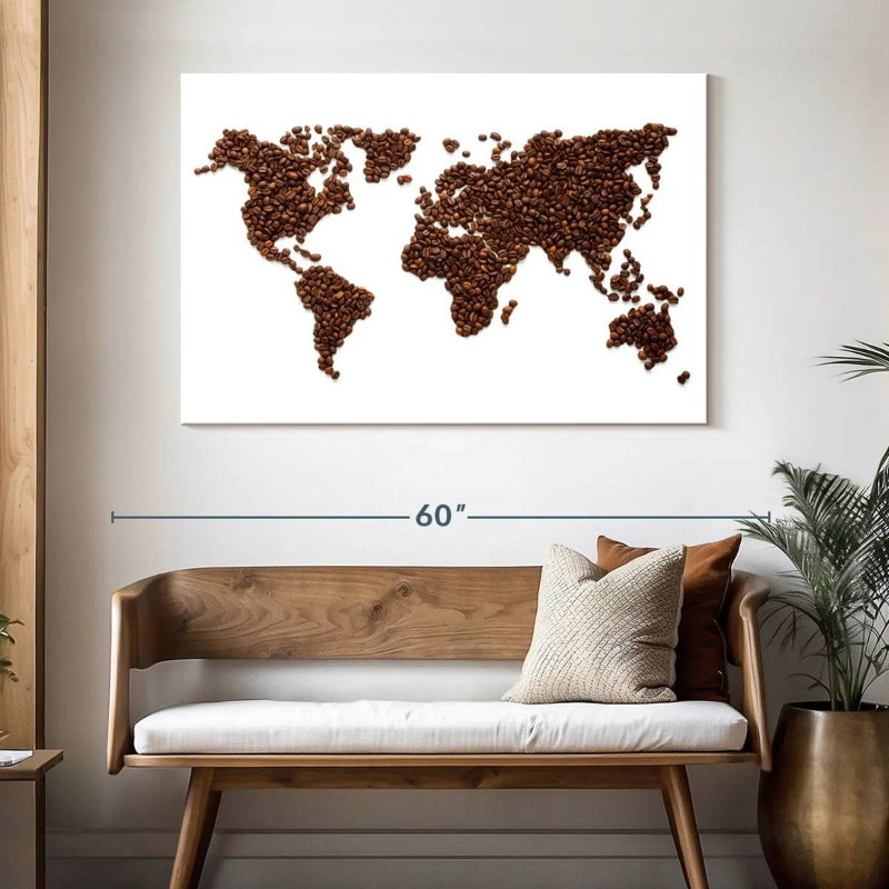 Aliaz Coffee Beans World Map, 32" H x 48" W