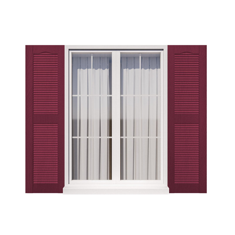 Volets en polypropylène résistants aux intempéries de 14,5 po de largeur et faciles à installer (ensemble de 2), Rouge, 55"
