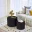 Ensemble de 2 tables basses gigognes, table basse ronde moderne avec pieds antidérapants, table d'appoint en bois pour salon, chambre à coucher, bureau, balcon, terrasse, petit espace, sans assemblage, noir mat