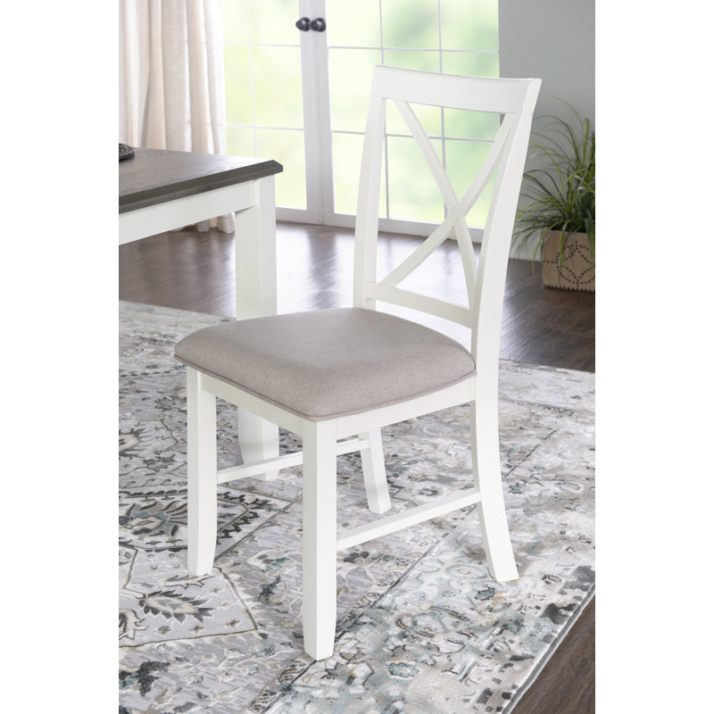 Atiqa Painted Rustic Dining Table, Light Gray