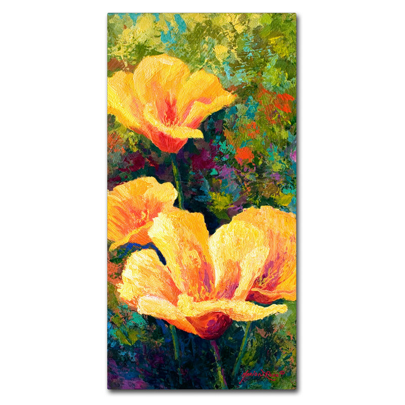 «Yellow Field Poppies» par Kucera, reproduction d'art sur toile tendue, H 19 po x l 10 po