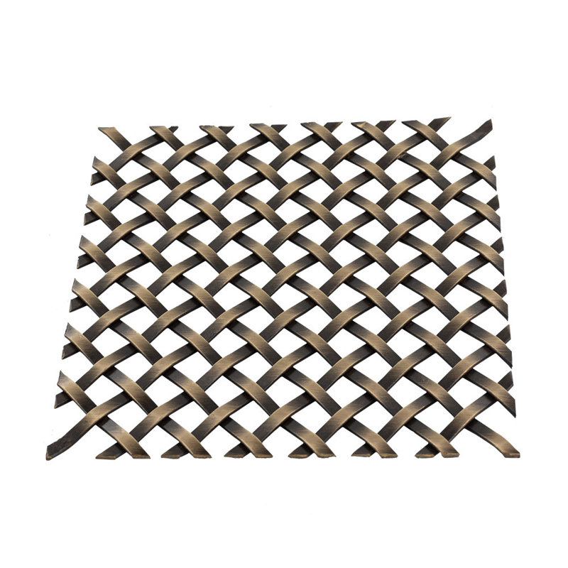 Gril plat simple à sertir en laiton tissé antique , L 18 po x L 24 po