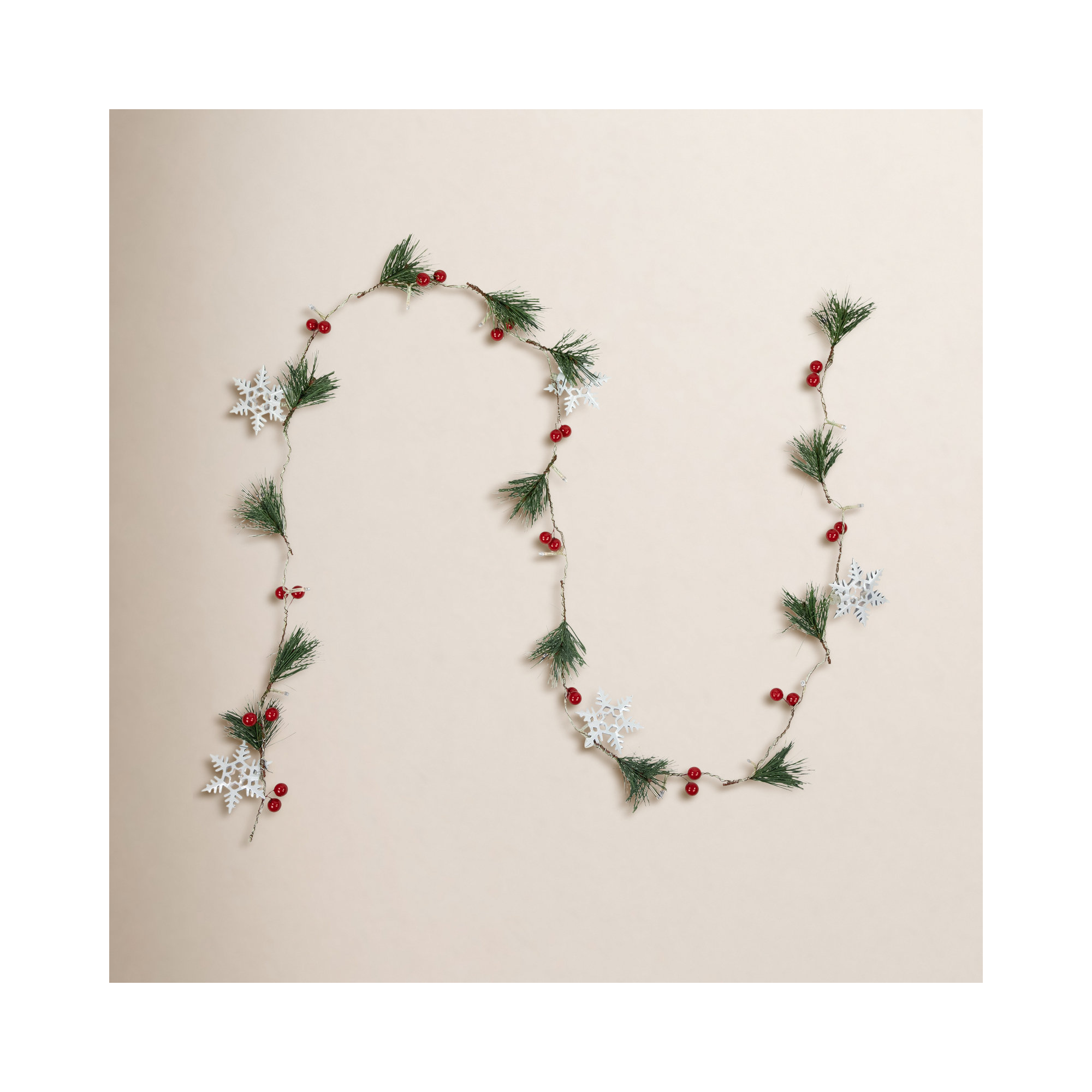 3'' in. Lighted Faux Berry Garland
