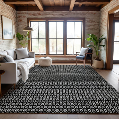 Premium Machine Washable Elize AMF1428 Lattice Rug