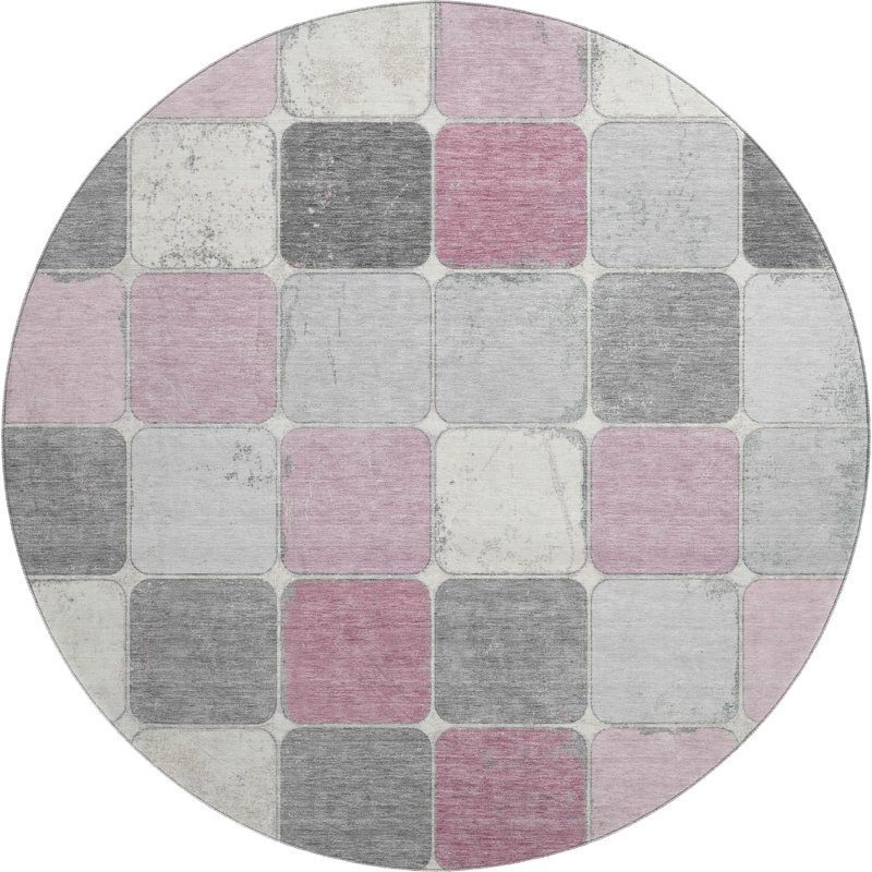 Premium Machine Washable Tiana Geometric Rug, Round 8'