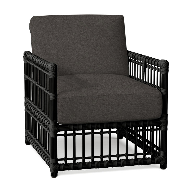 Newport N-Dura Resin Wicker Outdoor Woven Lounge Chair, Pas de soudure, Fossile de Vérone, Onyx