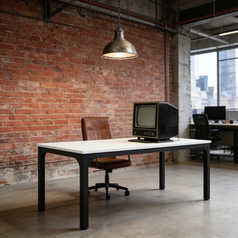 Bureau rectangulaire, Blanc/Noir